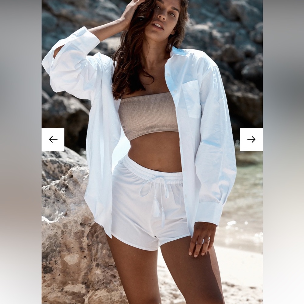 monday swimwear la jolla white cotton bikini cover up shorts size (P) XS NEW - Picture 1 of 11